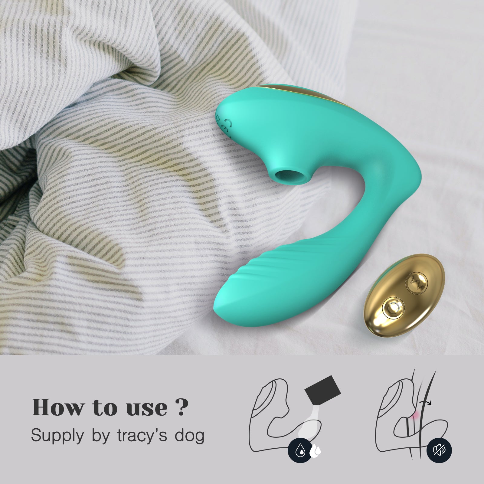 OG Pro2 Sucking Vibrator, Tiffany blue, 10 different vibration modes, 2-in1 clitoral sucking, 10 suction modes, waterproof, Remote control, Body-safe silicone
